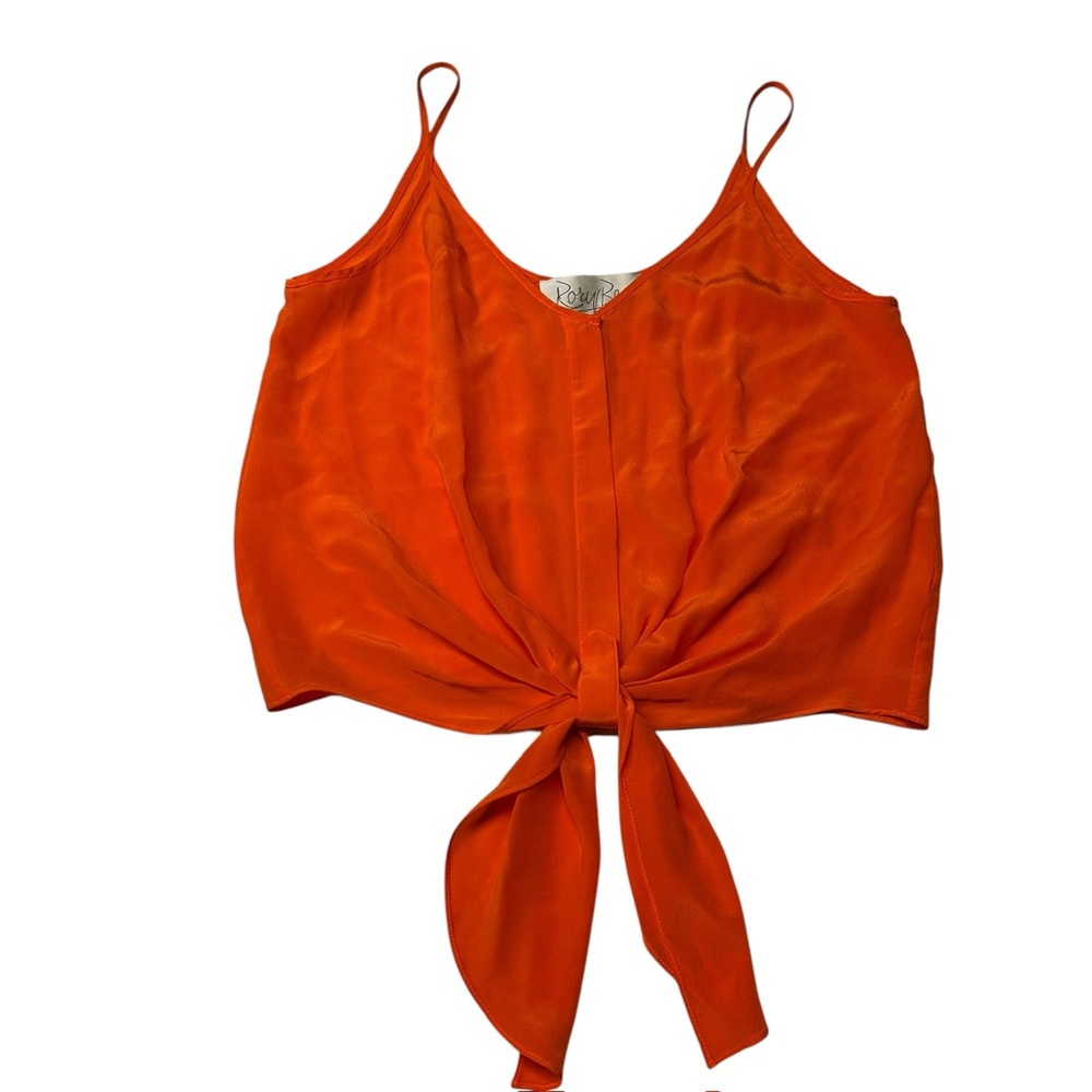REVOLVE Bright Orange Tie-Front Crop Top